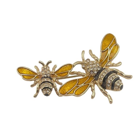 Vintage Napier Bee Brooch Pin With Rhinestone Accents and Enamel Wings - Picture 4 of 8